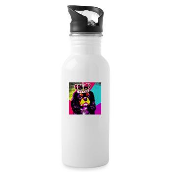 Cavalier King Charles Spaniel Pop Art - Trinkflasche mit integriertem Trinkhalm - Weiß - Rechts