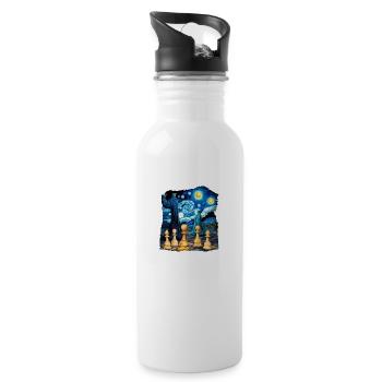 Moonlight chess - Water bottle with straw - white - Right