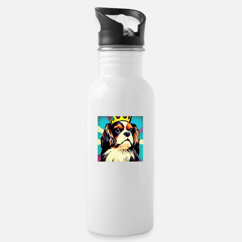 Cavalier King Charles Spaniel Pop Art - Gourde avec paille intégrée - blanc