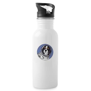 King Charles Cavalier Spaniel im Weltraum - Trinkflasche mit integriertem Trinkhalm - Weiß - Rechts