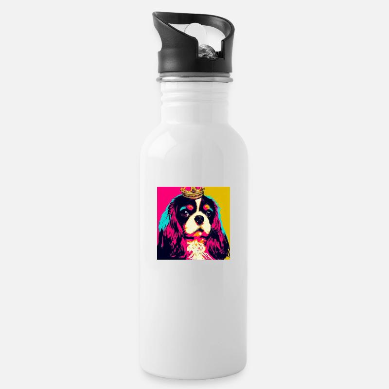 Cavalier King Charles Spaniel Pop Art - Gourde avec paille intégrée - blanc