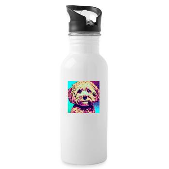Poodle Cross Pop Art - Gourde avec paille intégrée - blanc - Droite