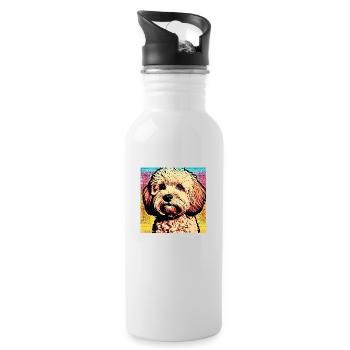 Poodle Cross pop art - Gourde avec paille intégrée - blanc - Droite