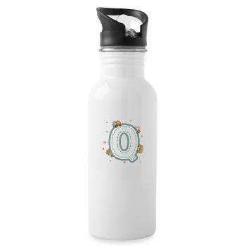 Buchstabe q Fahrzeug - personalisiertes Kindergeschenk - Trinkflasche mit integriertem Trinkhalm - Weiß - Rechts