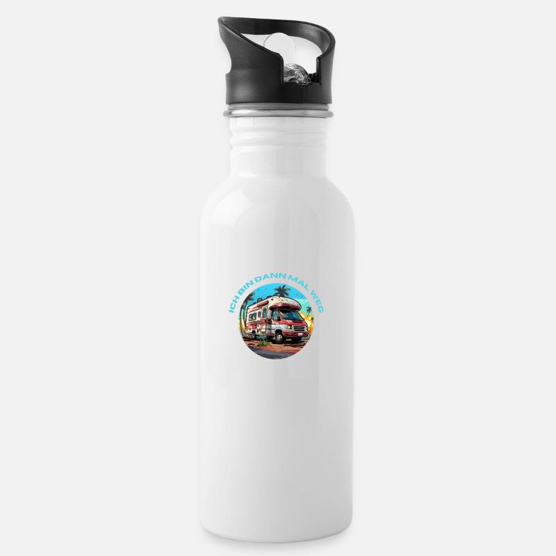 Ich bin dann mal weg - Trinkflasche mit integriertem Trinkhalm - Weiß
