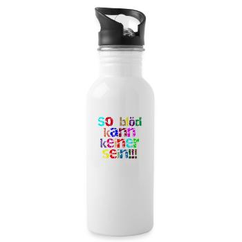 so blöd kann keiner sein - Trinkflasche mit integriertem Trinkhalm - Weiß - Rechts