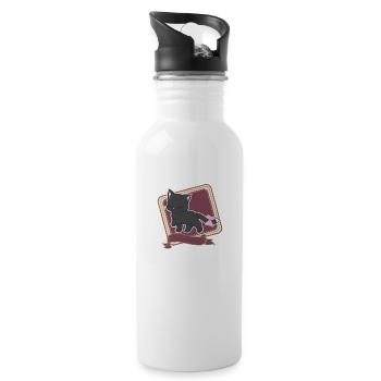 Katze - Trinkflasche mit integriertem Trinkhalm - Weiß - Rechts
