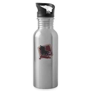 Katze - Trinkflasche mit integriertem Trinkhalm - Lightsilver - Rechts