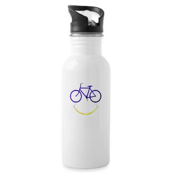 cyclist cycling bmx bike sport mountain biking hobby - Water bottle with straw - white - Right