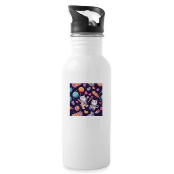 Cat in Space Vol.2 - Water bottle with straw - white - Right