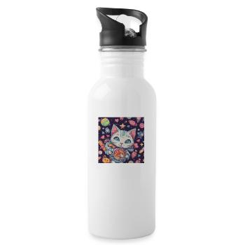 Cat in Space Vol.1 - Water bottle with straw - white - Right