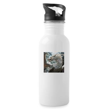 Weißer Drache - Trinkflasche mit integriertem Trinkhalm - Weiß - Rechts