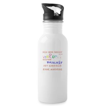 bin nicht verrückt, meine Realität ist eine andere - Trinkflasche mit integriertem Trinkhalm - Weiß - Rechts