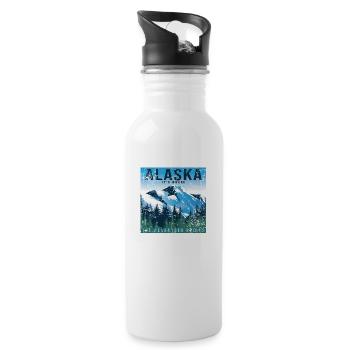Alaska it's where the Adventure begins - Water bottle with straw - white - Right