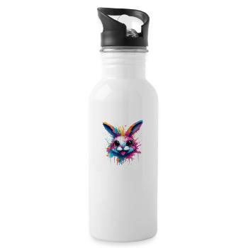lapin coloré - Gourde avec paille intégrée - blanc - Droite