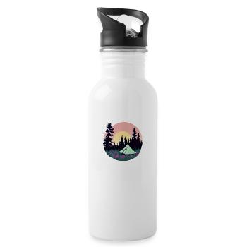 Camping Wohnwagen Camp Geschenk Zelten Wohnmobil - Trinkflasche mit integriertem Trinkhalm - Weiß - Rechts