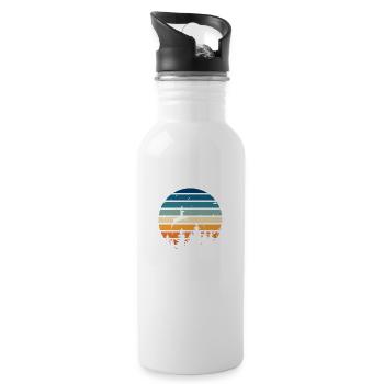 Retro deer - Water bottle with straw - white - Right