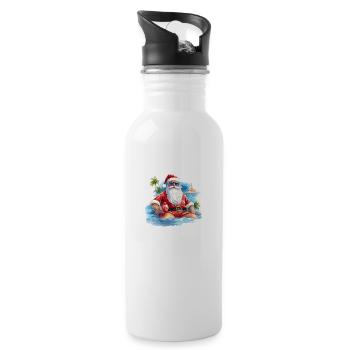 Santa Claus Weihnachtsmann - Trinkflasche mit integriertem Trinkhalm - Weiß - Rechts