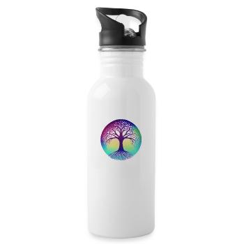 Lebensbaum Baum des Lebens Yoga Meditation - Trinkflasche mit integriertem Trinkhalm - Weiß - Rechts