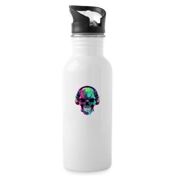 Cute Punk Skull / Kawaii Punk Skull - Water bottle with straw - white - Right
