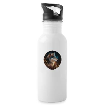 wolf - Water bottle with straw - white - Right