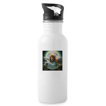 Wahrsagerei des Löwen - Trinkflasche mit integriertem Trinkhalm - Weiß - Rechts