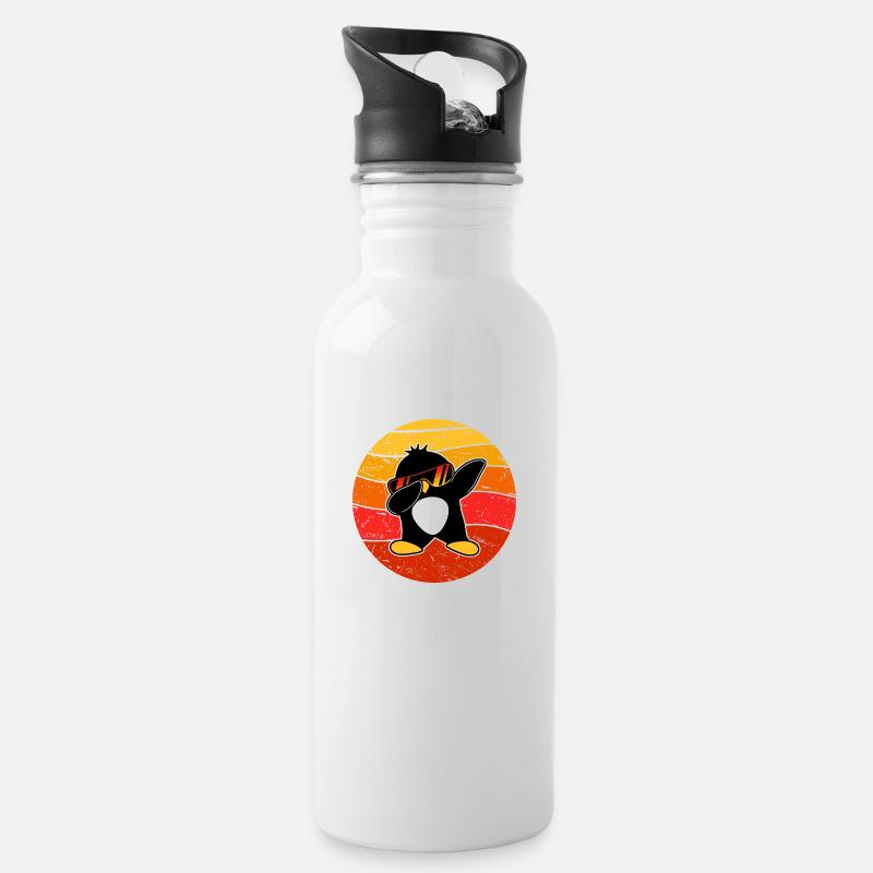 Lustiger Dabbing Pinguin Cool Dab Dance Tanz Pose - Trinkflasche mit integriertem Trinkhalm - Weiß