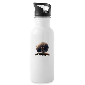 Grandiose Universe: Contemplative Astronaut - Water bottle with straw - white - Right