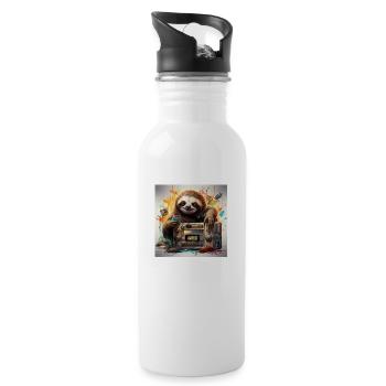 Faultier 90er - Trinkflasche mit integriertem Trinkhalm - Weiß - Rechts