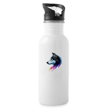 wolf - Water bottle with straw - white - Right