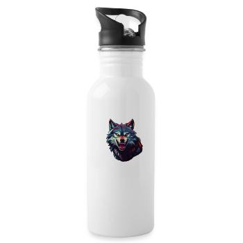 Wolf - Water bottle with straw - white - Right