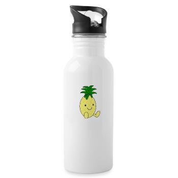 Süße Ananas - Trinkflasche mit integriertem Trinkhalm - Weiß - Rechts