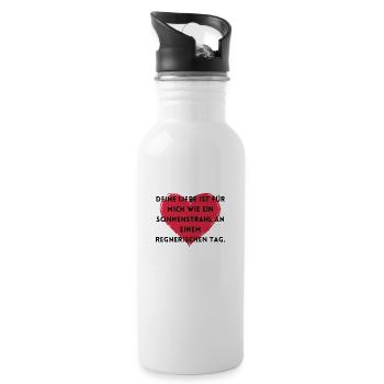 Deine Liebe ist für mich wie ein Sonnenstrahl - Trinkflasche mit integriertem Trinkhalm - Weiß - Rechts