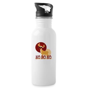 Weihnachtsrentiere - Trinkflasche mit integriertem Trinkhalm - Weiß - Rechts
