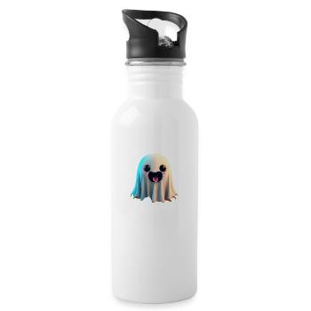 Happy Halloween cute ghost tongue out scary funny - Water bottle with straw - white - Right