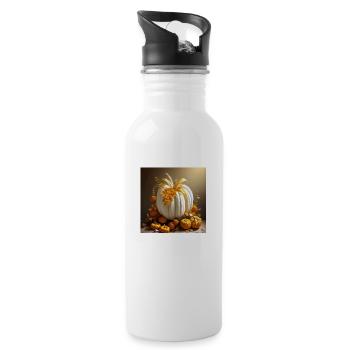 Halloween Pumpkin Arrangement - Water bottle with straw - white - Right