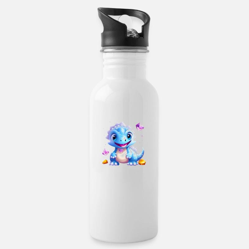 Dragon de cristal 02 - Gourde avec paille intégrée - blanc
