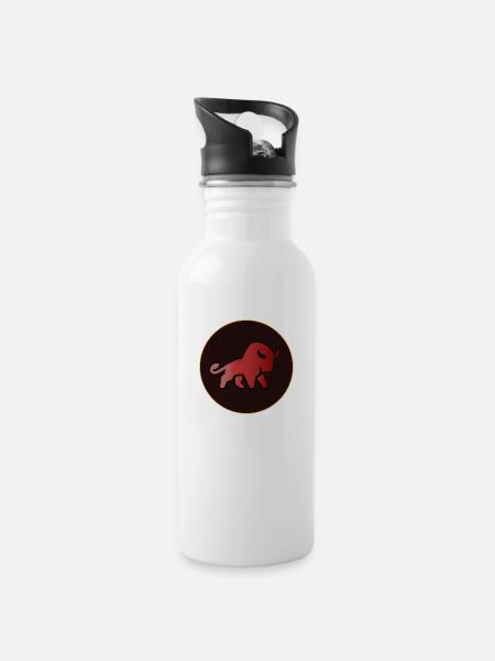 Karikatur - Trinkflasche mit integriertem Trinkhalm - Weiß