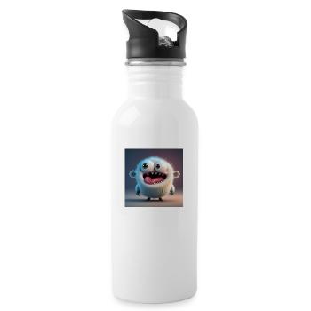 Happy Halloween cute monster tongue out scary fun - Water bottle with straw - white - Right