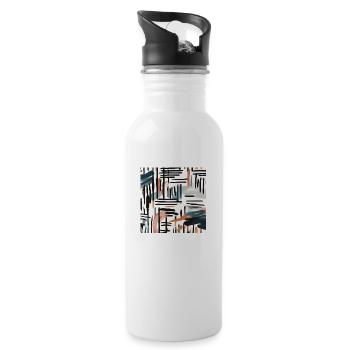 modernes Pinseldesign - Trinkflasche mit integriertem Trinkhalm - Weiß - Rechts