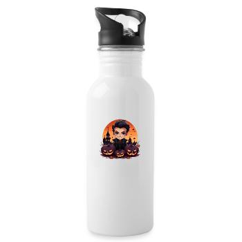 Anime Dracula Halloween - Trinkflasche mit integriertem Trinkhalm - Weiß - Rechts