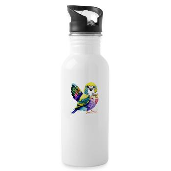 Nymphensittich Wellensittich Vogel Vogelbesitzer - Trinkflasche mit integriertem Trinkhalm - Weiß - Rechts