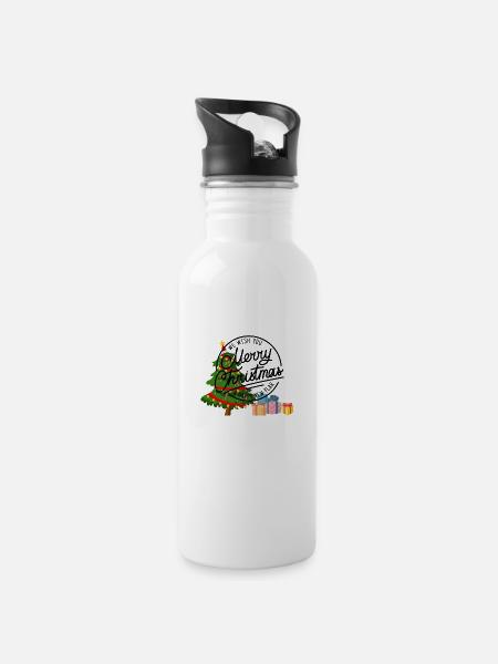 merry christmas - Trinkflasche mit integriertem Trinkhalm - Weiß