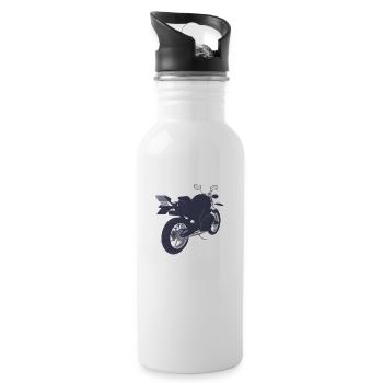 Motorcycle Motorcyclist Motorcross Motorcycle Fan - Water bottle with straw - white - Right
