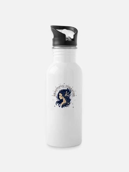 Beautiful Woman - Water bottle with straw - white