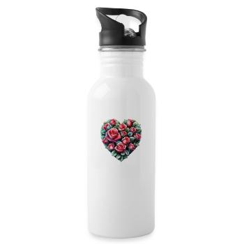 Saint-Valentin Engagement amoureux Fête des mères Mariage - Gourde avec paille intégrée - blanc - Droite