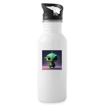 Joyeux Halloween mignon extraterrestre effrayant drôle effrayant - Gourde avec paille intégrée - blanc - Droite