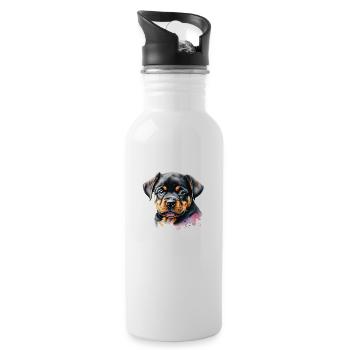 Rottweiler Dog Rottweiler Puppy Dogs Dog Puppy - Water bottle with straw - white - Right