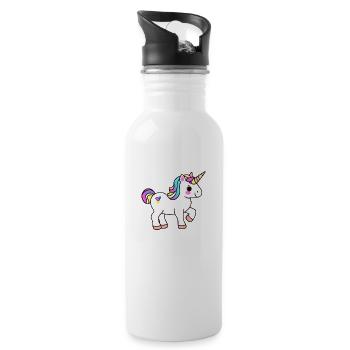 Unicorn Girl Unicorn Mythical Beast Unicorns - Water bottle with straw - white - Right