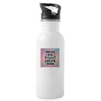 Dream Big Create more - Trinkflasche mit integriertem Trinkhalm - Weiß - Rechts